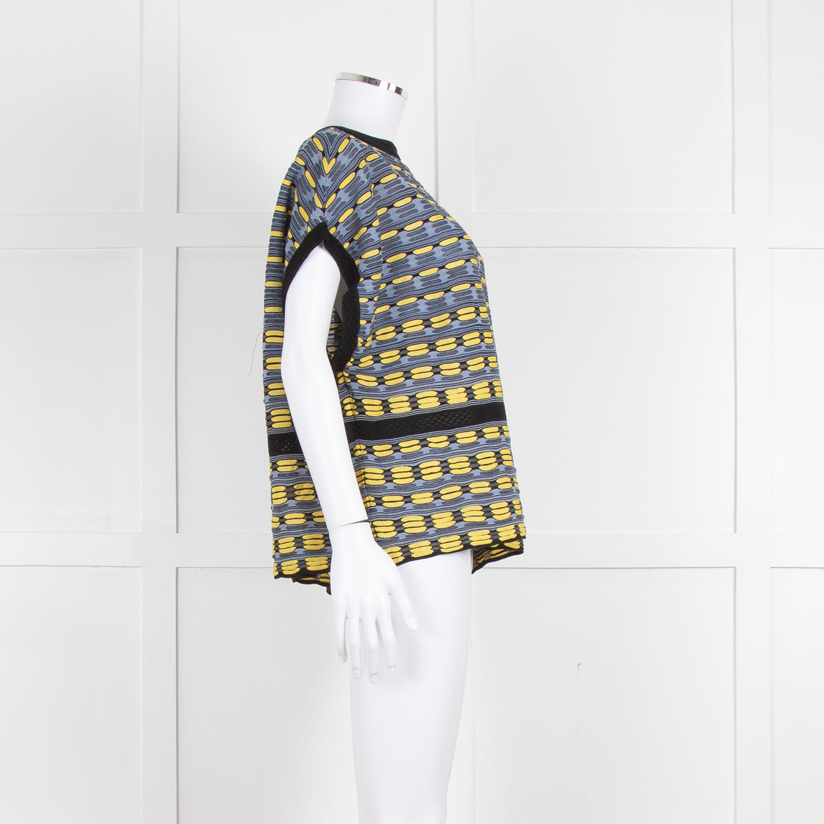 M Missoni Blue Yellow Knit Sleeveless Oversized Top