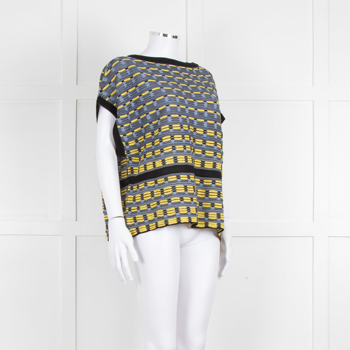 M Missoni Blue Yellow Knit Sleeveless Oversized Top