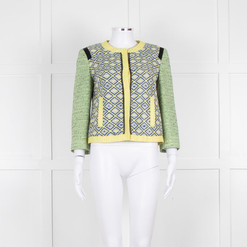 MSGM Yellow Blue Green Woven Print Jacket
