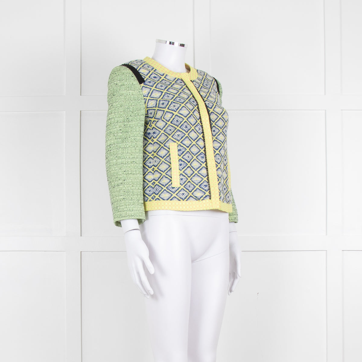 MSGM Yellow Blue Green Woven Print Jacket