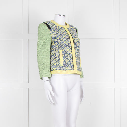 MSGM Yellow Blue Green Woven Print Jacket