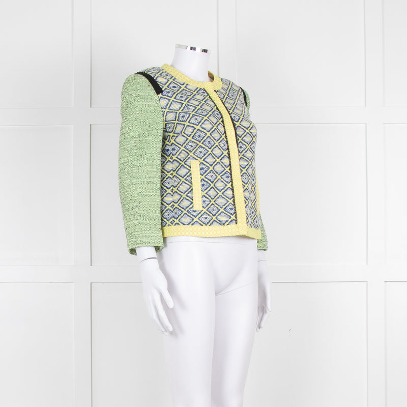 MSGM Yellow Blue Green Woven Print Jacket
