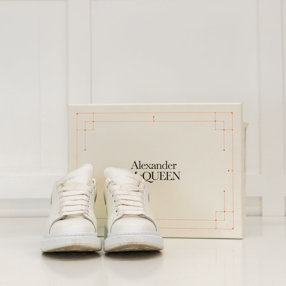 Alexander McQueen White Leather Iridescent Ankle Cap Trainers