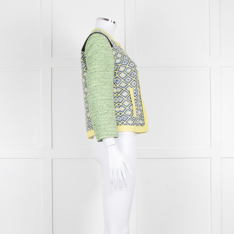 MSGM Yellow Blue Green Woven Print Jacket