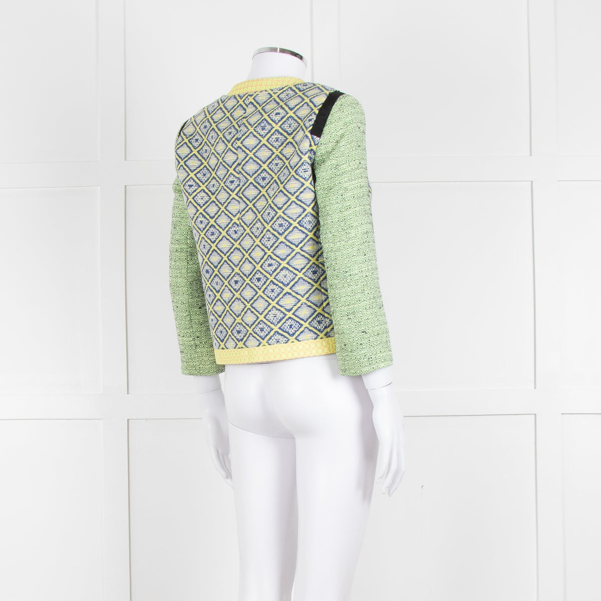 MSGM Yellow Blue Green Woven Print Jacket