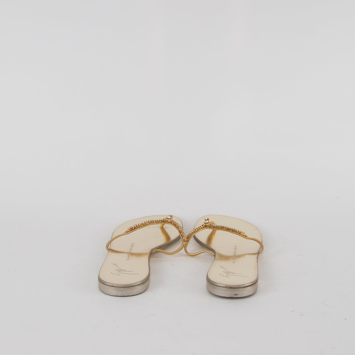 Giuseppe Zanotti Gold Diamante Flat Flip Flops