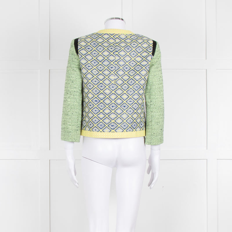 MSGM Yellow Blue Green Woven Print Jacket