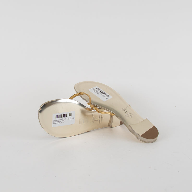 Giuseppe Zanotti Gold Diamante Flat Flip Flops