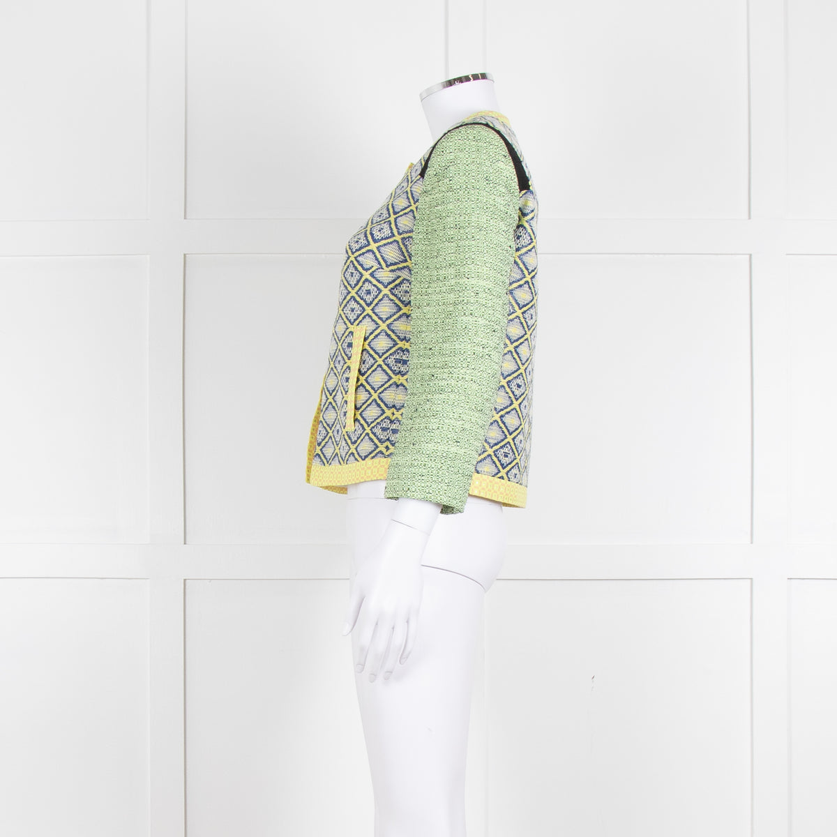 MSGM Yellow Blue Green Woven Print Jacket