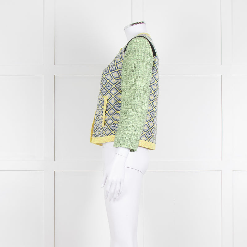 MSGM Yellow Blue Green Woven Print Jacket