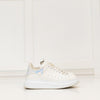 Alexander McQueen White Leather Iridescent Ankle Cap Trainers