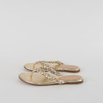 Gianvito Rossi Gold Braided Leather Flat Flip Flops