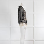 Alberta Ferretti Black Net L/S Top With Cream Embroidery Detail