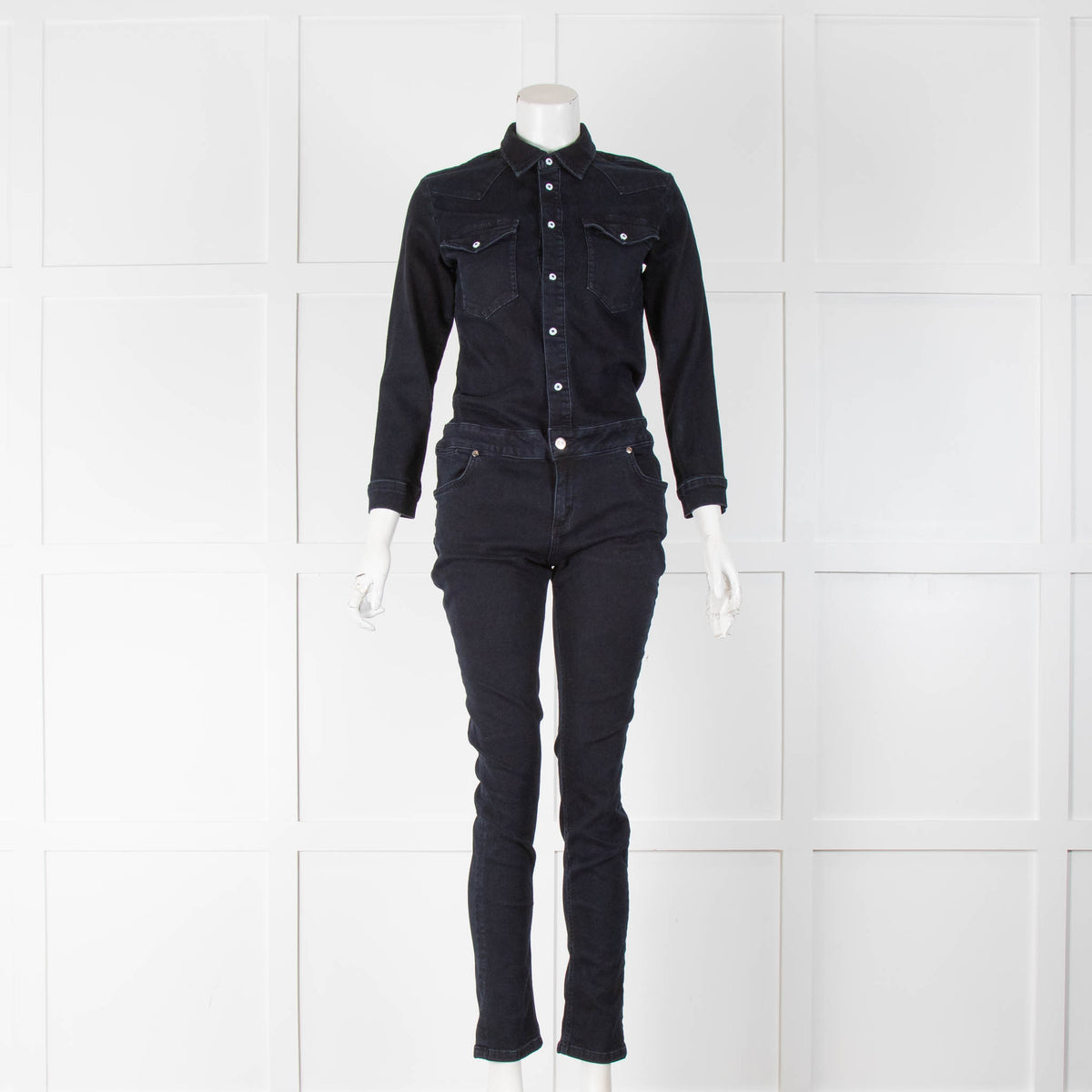 Ida Dark Navy Blue Denim Jumpsuit