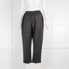 The Row Black Silk & Wool Trousers with Elasticated Waist