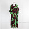 Dries van Noten Huge Floral Motif Wide Sleeve Midi Dress