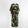Dries van Noten Huge Floral Motif Wide Sleeve Midi Dress