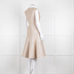 Emilia Wickstead Beige Silver Sleeveless Fit And Flare Dress
