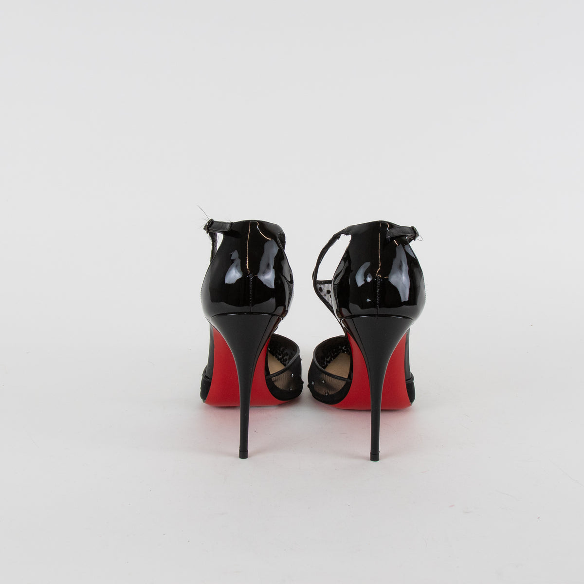 Christian Louboutin Black Mesh Diamante Heeled Shoes