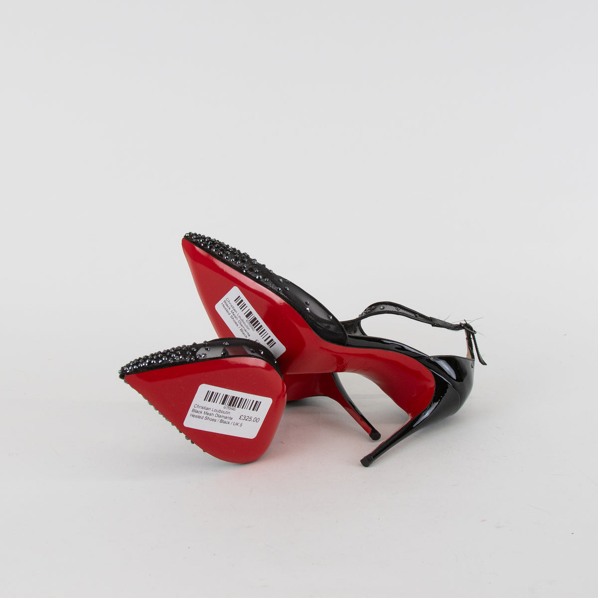 Christian Louboutin Black Mesh Diamante Heeled Shoes