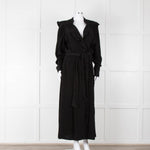 Magali Pascal Black Long Sleeve Frill Trim Maxi Dress