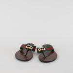 Gucci Green Red GG Thong Web Flat Sandals