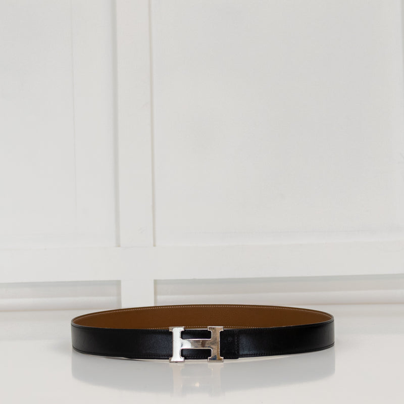 Hermes Black and Tan Reversible H Belt