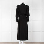 Magali Pascal Black Long Sleeve Frill Trim Maxi Dress