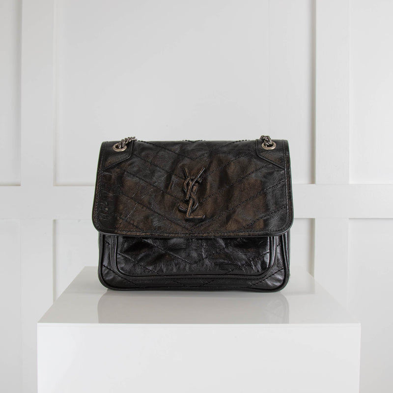 YSL Niki Baby Black Silver Hardware