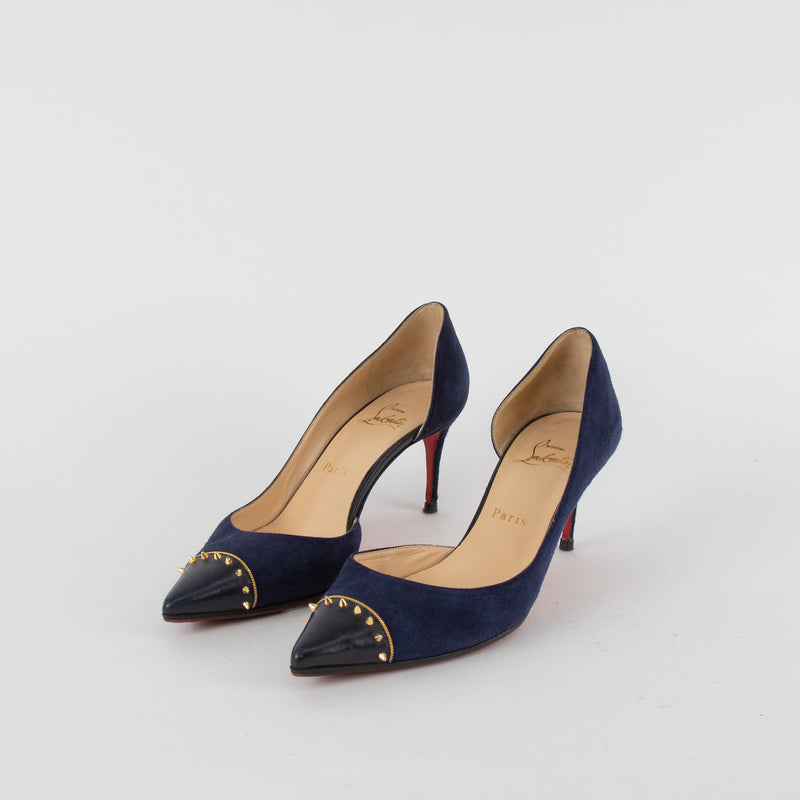 Christian Louboutin Navy Suede Culturella Studded Heeled Shoes