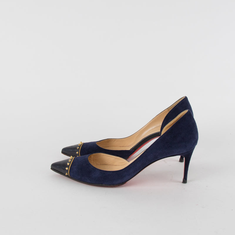 Christian Louboutin Navy Suede Culturella Studded Heeled Shoes