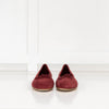Manolo Blahnik Burgundy Suede Veralli Bow Detail Ballet Flat
