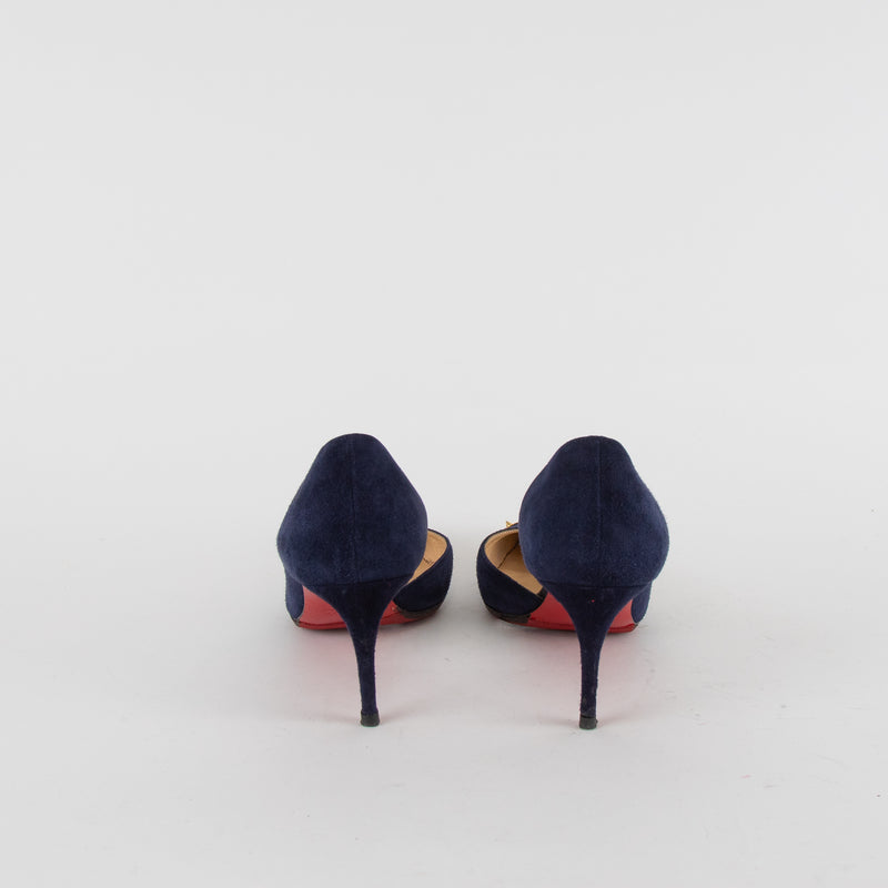 Christian Louboutin Navy Suede Culturella Studded Heeled Shoes
