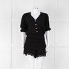 Maje Black Crochet Trim Short Sleeve Playsuit