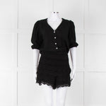 Maje Black Crochet Trim Short Sleeve Playsuit