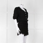 Maje Black Crochet Trim Short Sleeve Playsuit