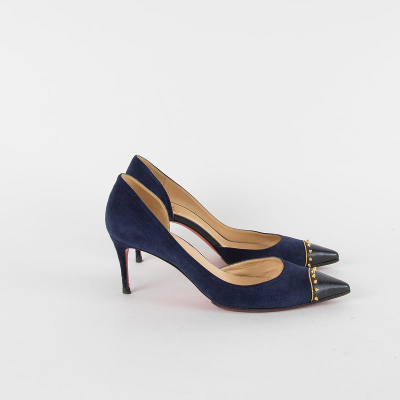 Christian Louboutin Navy Suede Culturella Studded Heeled Shoes
