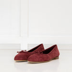 Manolo Blahnik Burgundy Suede Veralli Bow Detail Ballet Flat