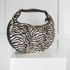 Staud Sasha Textured Leather Trimmed Zebra Print Shoulder Bag
