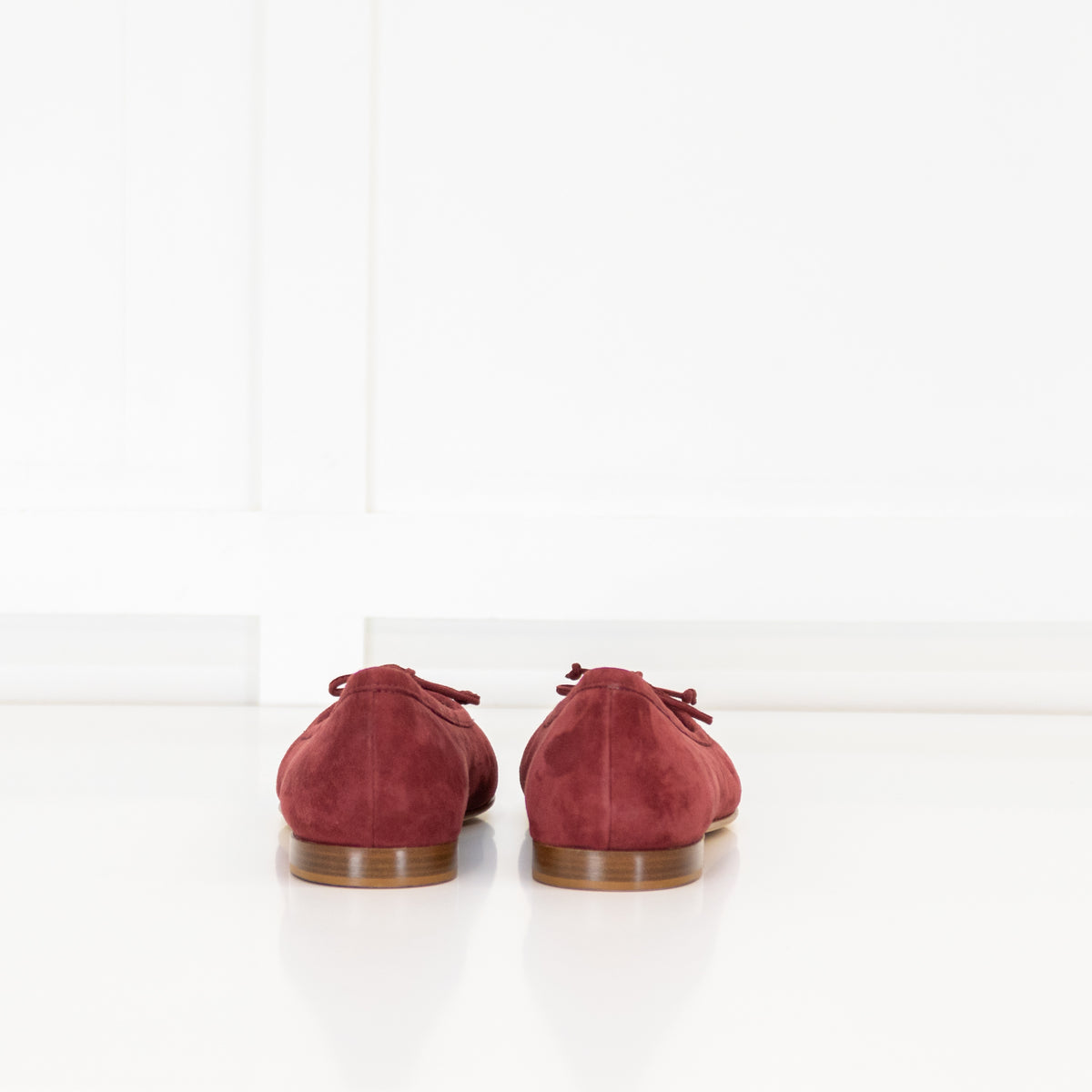 Manolo Blahnik Burgundy Suede Veralli Bow Detail Ballet Flat