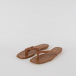 Gia X Pernille Teisbaek Tan Leather Flat Flip Flops