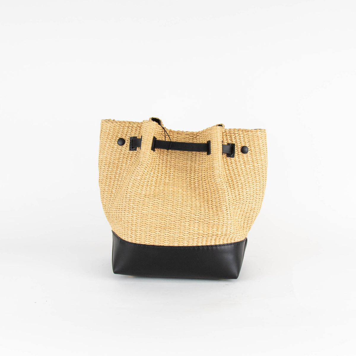 Demellier New York Raffia Leather Bucket Bag