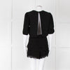 Maje Black Crochet Trim Short Sleeve Playsuit