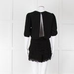 Maje Black Crochet Trim Short Sleeve Playsuit