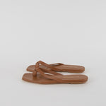 Gia X Pernille Teisbaek Tan Leather Flat Flip Flops