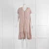 Rails Cream Short Sleeve Dress With Pink Flowers & Frill Hem