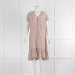 Rails Cream Short Sleeve Dress With Pink Flowers & Frill Hem