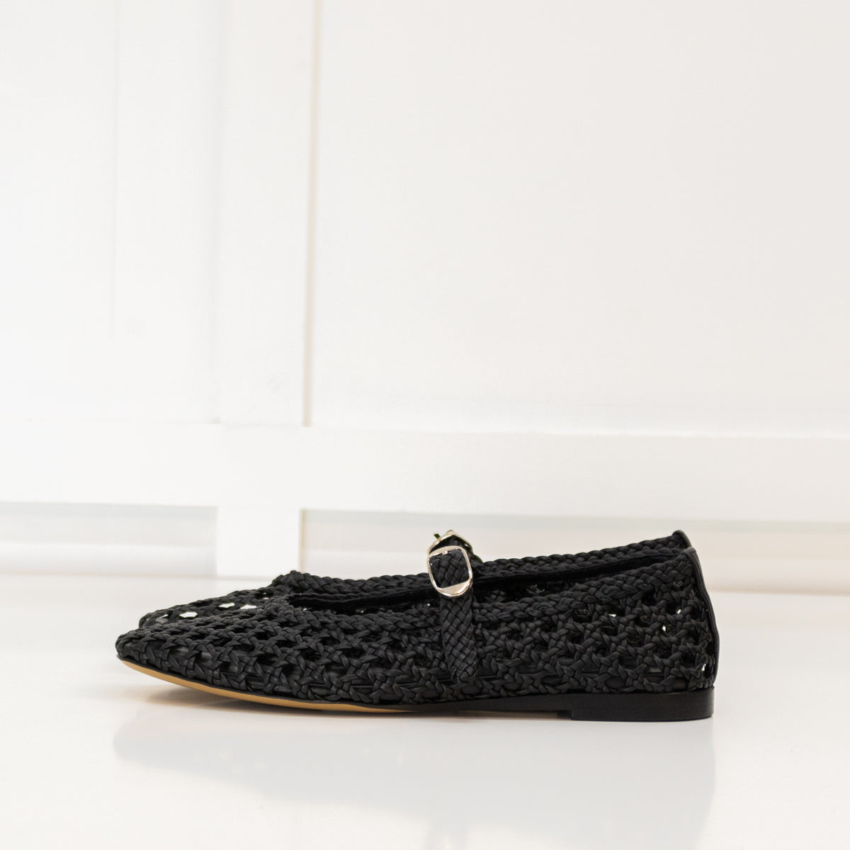Le Monde Beryl Black Woven Mary Jane Shoes
