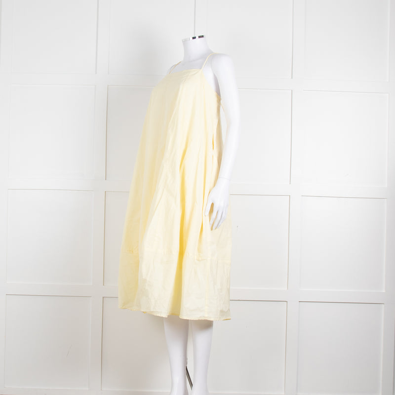 Free People Pale Yellow Spaghetti Straps Cotton Sundress