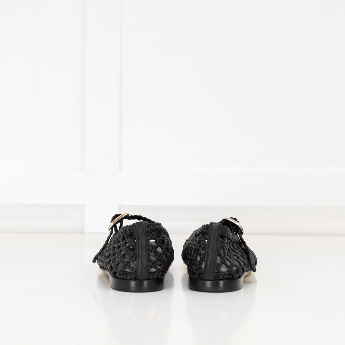 Le Monde Beryl Black Woven Mary Jane Shoes